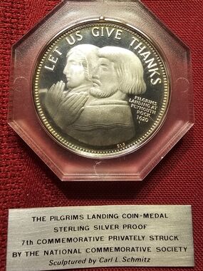 The Pilgrims Landing Sterling Silver Coin-Medal  Commemorative Coin -